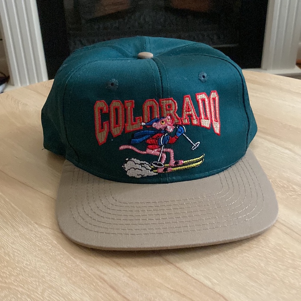 Vintage Colorado Ski Pink Panther Women’s Kids Snapback Baseball Hat Cap 90s